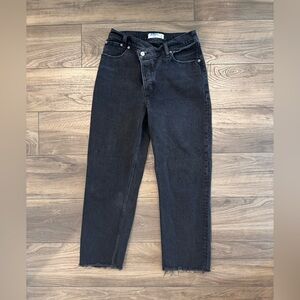 Abercrombie & Fitch Women's Black Jeans high waisted side button - SHORT